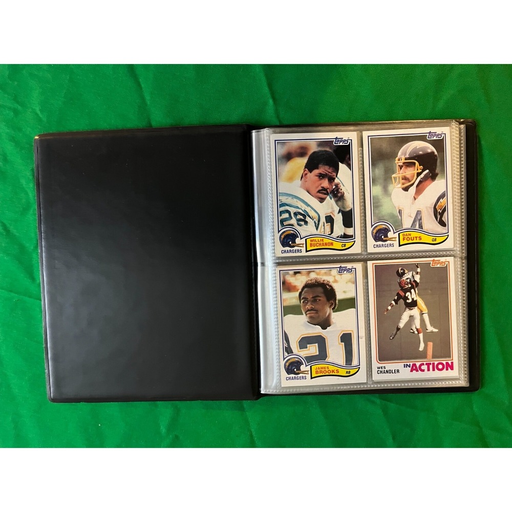San Diego Chargers 1982 Topps Team Set with 40 card collector album.